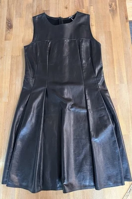 Vestido Vaina Jill Sander Azul Marino Negro Cuero Cordero Talla FR 40 M/L Usado Foto 1 de 4