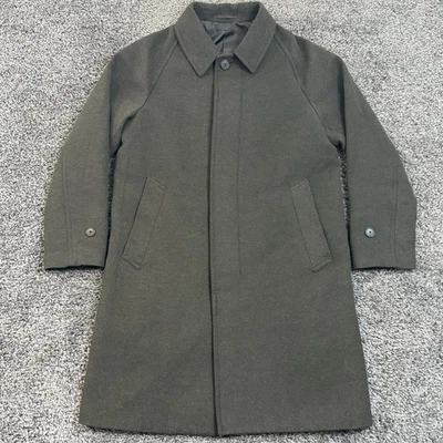 Balmacaan UNIQLO Medium Brown Coat Polyester Rayon Acrylic Heavy City Preppy - Image 1 of 4