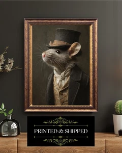 Retrato de caballero ratón victoriano arte animal vintage impresión antropomórfica - Imagen 1 de 5