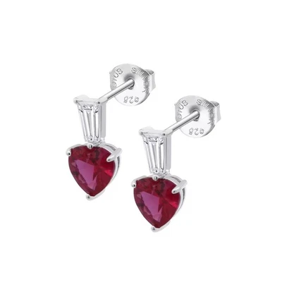 Orecchini Donna Lotus Silver LP3893-4/1 In Argento Con Cristallo Rosso A Cuore - Immagine 1 di 3