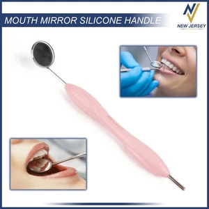 Dental Mouth Mirror #4no With Handle Oral Teeth Cleaning Inspection PINK Color - Picture 1 of 2