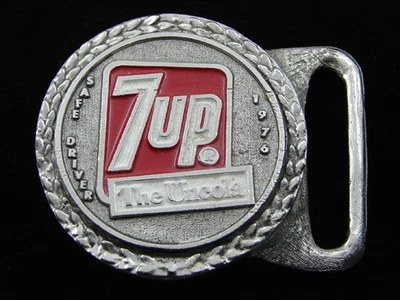 RD19142 VINTAGE 1976 **7UP THE UNCOLA** HEBILLA DE CINTURÓN PREMIO CONDUCTOR SEGURO Foto 1 de 2