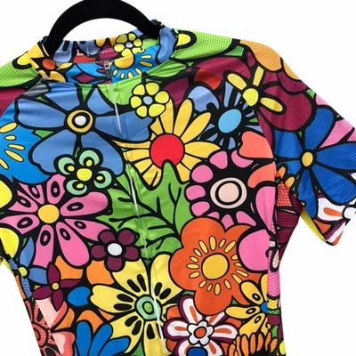 Camiseta de ciclismo Oudike Flower Power Loud colorida para mujer talla L Foto 1 de 4