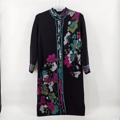 Cárdigan largo plumero floral negro J.Jill para mujer bolsillos talla XS Petite Foto 1 de 4