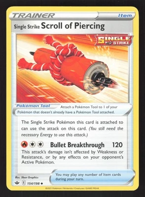 Single Strike Scroll of Piercing 154/198 Uncommon Pokemon SWSH06: Chilling Reign - Image 1 of 2