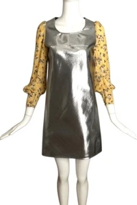 JUNYA WATANABE- 2017 Floral Chiffon & Metallic Dress, Size XS - Picture 1 of 5