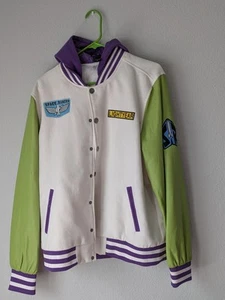 Disney Buzz Lightyear Space Ranger Men's Hooded Varsity Bomber Jacket Size M GUC - Picture 1 of 2