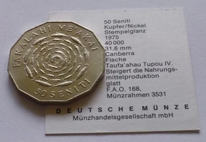 Tonga 50 Seniti 1975, 50 Fish swimming in circle formation - F.A.O. - Picture 1 of 3
