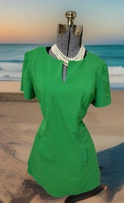 NEW Tahari ASL Dress Size 10P Fits Like 8P Petite Sheath Dress Green $118 Pocket - Image 1 of 4