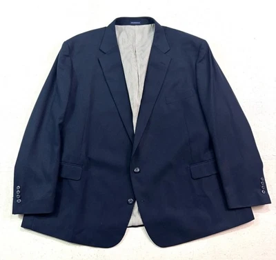 Stafford 54R 54 Portly Navy Blue Hopsack Blazer Jacket Sport Suit Coat Soft - Image 1 of 4