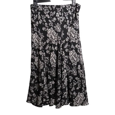 VTG Black Midi Skirt Floral Sparkle Semi Sheer Whimsigoth Fairy Grunge XL SEE - Image 1 of 4