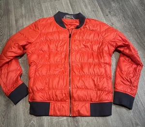 ATHLETA Woman’s Puffer Coat Full Zipper Red Orange Winter Size Large - Picture 1 of 9