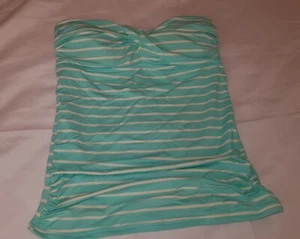 Gorgeous blue cream striped NEXT bandeau tankini top size 10 (TV) - Picture 1 of 2