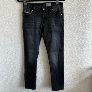Diesel Girls Black Wash Thanaz J US Jeans Denim Skinny Stretch Size 14 - Picture 1 of 15