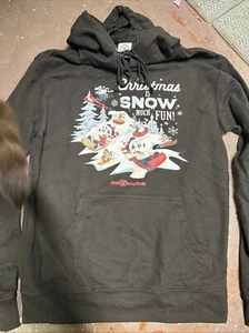 Disney Parks Mickey Mouse Christmas Hoodie Adult Small NWOT Authentic New Brown - Picture 1 of 4