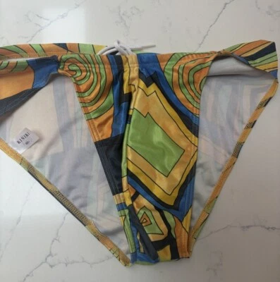 Men’ Kiniki Swim Wear Yellow Pattern Retro Size Large Swim L Pool Swim - Image 1 of 3