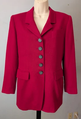 Blazer para mujer Hugo Buscati Milano rojo mezcla de lana abrigo vintage EE. UU. talla 6 Foto 1 de 4