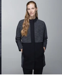 Lululemon Women Cacoon Car Coat Black and Grey Jacket Xs - Picture 1 of 13