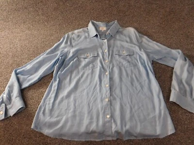 Blusa Crown & Ivy Mujer 1X Plus Azul Informal Lyocell Botón Top Informal Foto 1 de 4