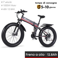 Fat-Bike Bicicletta Elettrica 1000W 26" Mountain Bike Pedalata Assistita E-bike