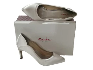 New Rainbow Lucy Ivory Satin Heel Shoes Size 7 Boxed Wedding - Picture 1 of 9