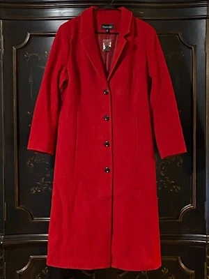 $150 Chadwicks Long Wool-Blend Coat HD192 | Rich Red | 14P - Image 1 of 4