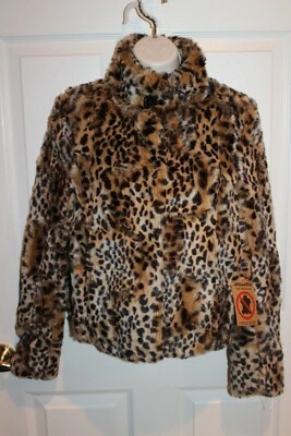 NEW! NWT! JOUJOU Leopard Faux Fur Long Sleeve Jacket Coat Sz XS - Image 1 of 4
