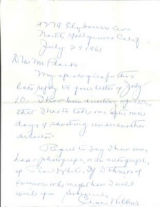 Crane Wilbur D.1973 Actor Writer Signed Letter