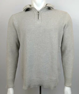 J. Crew Men's Polo Style Sweater Quarter Zip Cotton Knit Light Gray Size L - Picture 1 of 8
