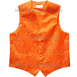 Neu Herren Vesuvio Napoli Paisley Smoking Weste Weste nur Abschlussball Party orange - Bild 1 von 4