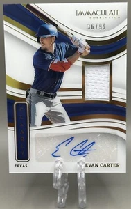 Evan Carter 2023 Panini Immaculate Clearly Patch Auto Autograph 36/99! Rangers - Picture 1 of 2