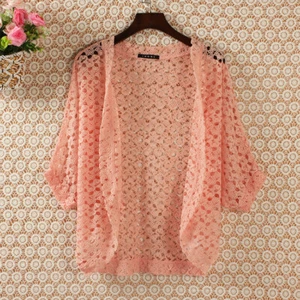 Cardigan Batwing Sleeve Hollow Out Blouse Casual Women Lace Crochet Knitted - Picture 1 of 11