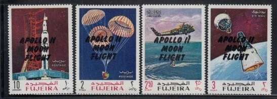 Juego FUJEIRA Apolo 11 Moon Flight negro sobreimpresiones MNH Foto 1 de 1