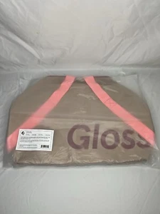 Glossier Duffle Beauty Bag Tote Medium Brown Pink Desert Rose Zip Canvas NEW - Picture 1 of 8