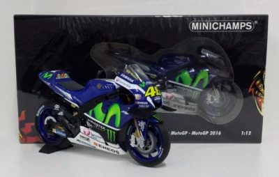MODELLINO MOTO GP 1:12 MINICHAMPS VALENTINO ROSSI YAMAHA M1 2016 DIECAST STATICO - Immagine 1 di 4