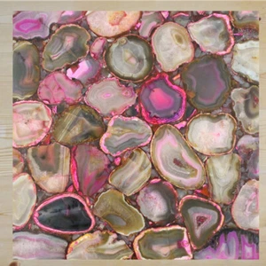 24"x24" Pink Natural Agate Stone Console, Side, Coffee Table Top Handmade Decor - Picture 1 of 3