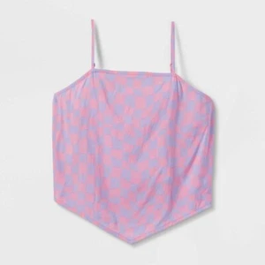 Girls' Hanky Hem Tank Top - Art Class™ Pink & Purple checkered size XL 14-16 - Picture 1 of 5