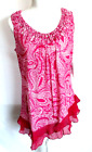 Madison & Berkley Women's Pink Sleeveless Stretch Shirt Ruffle Bottom NWT Size L