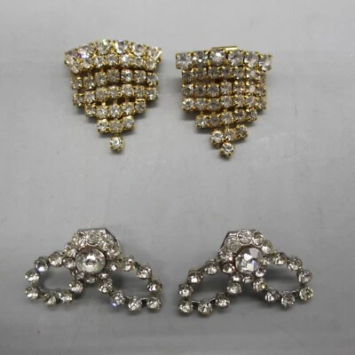 Vintage Shoe Clips Rhinestone 2 pairs Dainty Delicate Great Sparkle - Image 1 of 4