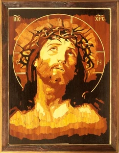 Icono de incrustaciones de Jesucristo Salvador en madera Cristiano... - Imagen 1 de 12