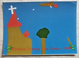 Postcard Christmas Greetings from Croatia 1991 Croatian War of Independence - Foto 1 di 2