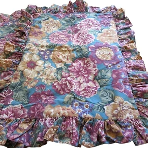 Vintage Wamsutta Standard Sham Pair of 2 Floral Print Ruffle Percale Made In USA - Picture 1 of 13