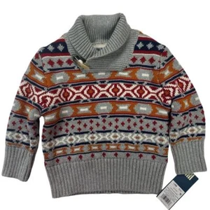 Osh Kosh Fair Isle Sweater Size 12 Months Grey Chunky Neck NEW with Tags - Picture 1 of 3