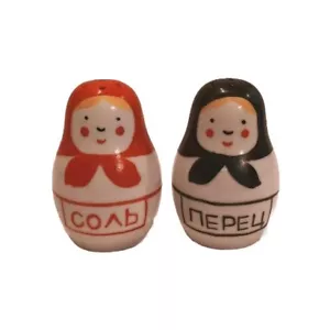 Russian Doll Ceramic Salt And Pepper Shakers - Picture 1 of 12