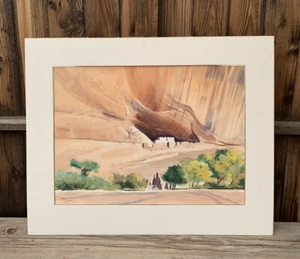 Dipinto originale Canyon De Chelly Arizona rovine nativi americani di Fred Carter - Foto 1 di 11