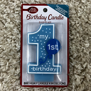 Betty Crocker Birthday Candle Baby's 1st Birthday Blue Boys Cake Topper Candle
