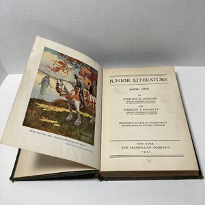 Junior Literature Book One S. Leonard H. Moffett 1931 RARE King Arthur VTG - Picture 1 of 12