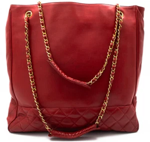 CHANEL TOTE BAG CHAIN SHOULDER BAG 255 TASCHE SCHULTERTASCHE MATTELASSE XL ROT - Bild 1 von 19