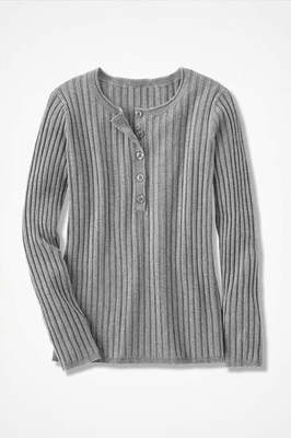 Suéter Henley acanalado Coldwater Creek para mujer 10 colores, todas las tallas. Foto 1 de 2