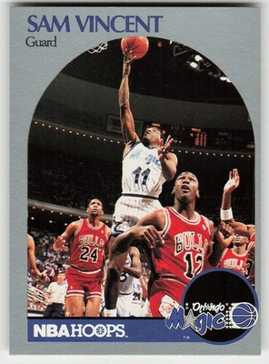 1990-91 Hoops #223a Sam Vincent Michael Jordan wearing #12 BASKETBALL Magic - Image 1 of 2